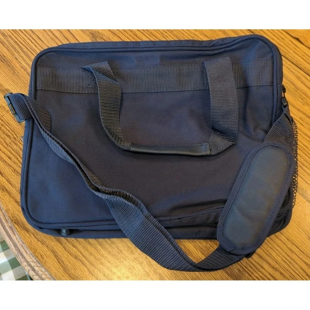 Trafalgar Crossbody or Hand-Carry On Tote Bag Mens‎ Navy Blue Embroidered